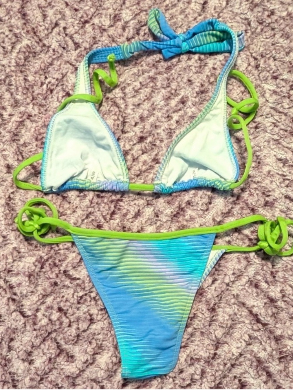 Blue & Lime Gradient String Bikini - Women Swim - Picture 2 of 3